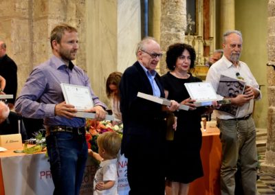 Finalisti narrativa edita. Da sinistra: Fabio Mancin, Enrico Casartelli, Elisabetta Moro, il padre di Peppe Millanta.
